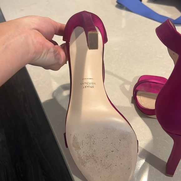 Beautiful SW grape satin sandal heels. Will send with box, worn twice - Picture 4 of 8